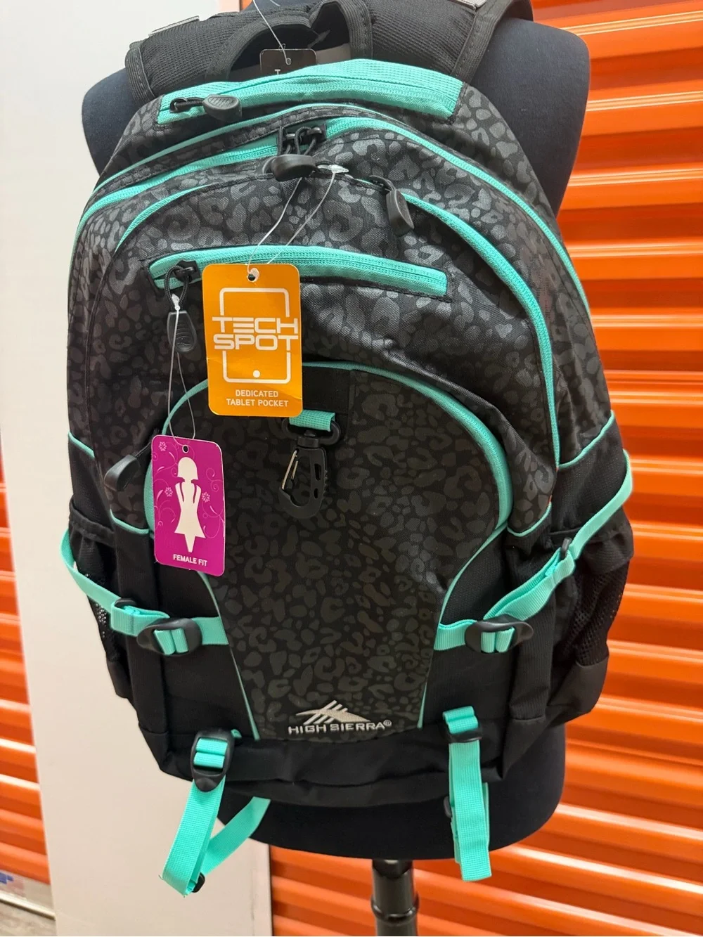 NWT High Sierra Loop Backpack, Travel/Work Bookbag with tablet sleeve Bk/Teal